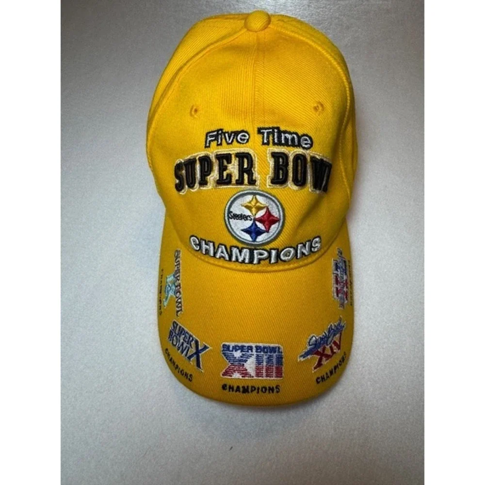 Gold Pittsburgh Steelers‎ Five 5 Time Super Bowl Champions Reebok NFL Cap Hat